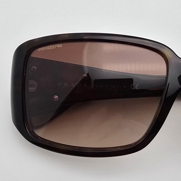 Prada SPR 16L 2AU-6S1 Triangle Logo Plate Tortoise Frame Brown Lens Sunglasses - Picture 13 of 16